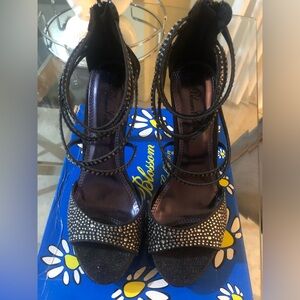 Sexy black glitter high heels